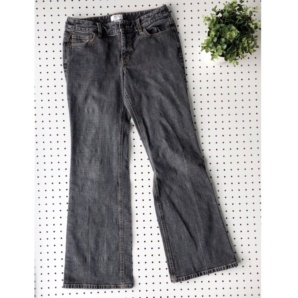 Ann Taylor LOFT flare denim jeans charcoal gray